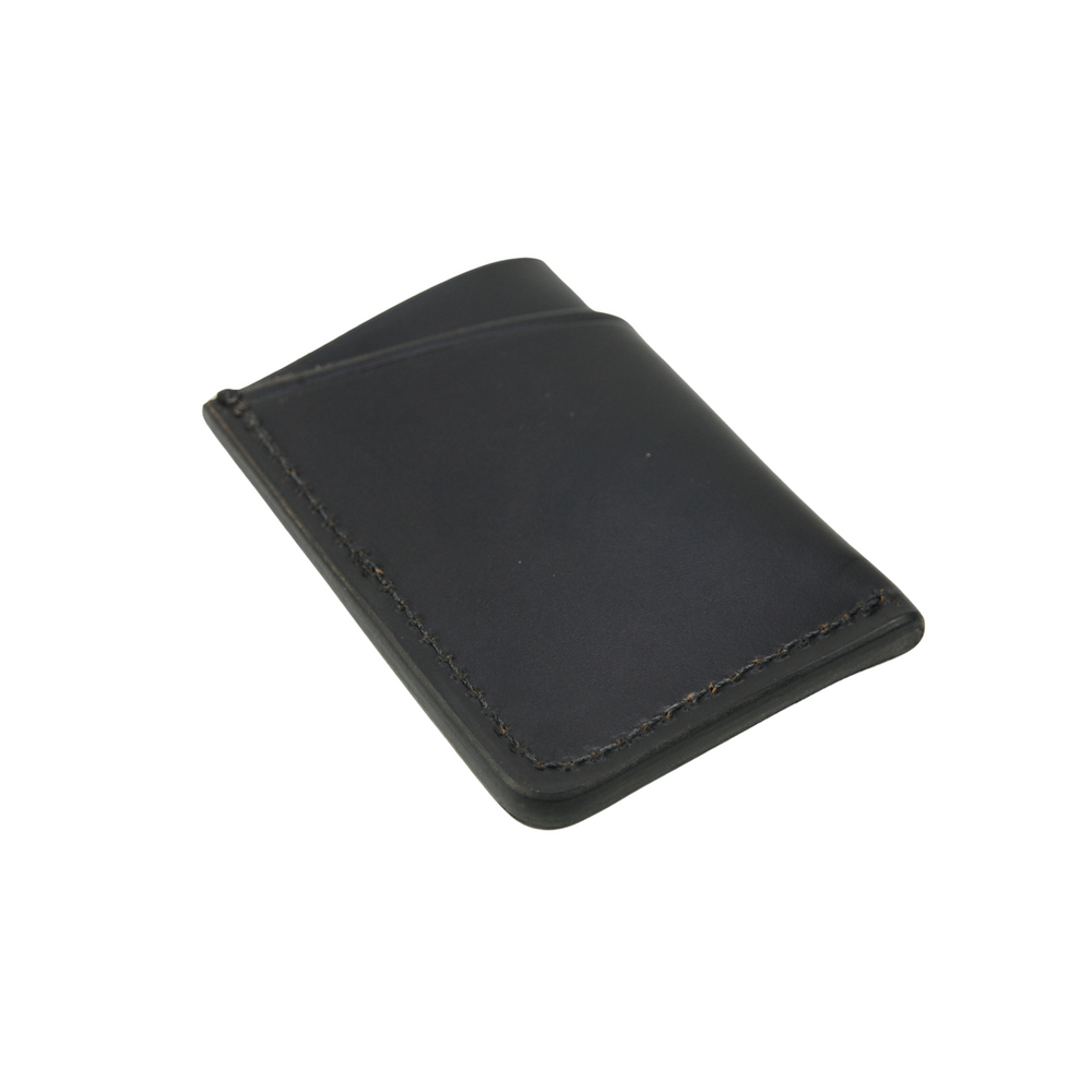 
                  
                    Rear view of a rectangular wallet in a stylish, simple double-sleeve design, with a black color base, and black surface color
                  
                